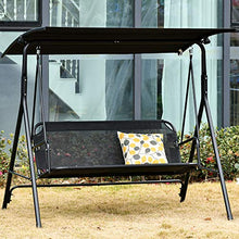 Outsunny Dondolo da Giardino Terrazza 3 Posti con Tettuccio Parasole Regolabile, Metallo e Textilene 172x110x155cm Nero