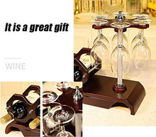 Scaffale Legno Porta Vino Porta Bottiglie E Vetro Pratico Scaffale Per Bottiglie Di Vino- Decorazioni Per La Casa Artigianato Portabottiglie, Contiene 6 Bicchieri Da Vino E 2 Bottiglie Di Vino Rosso