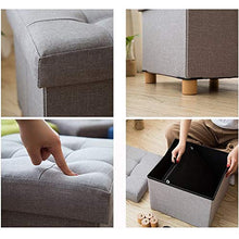 ZTCWS Lino Pieghevole di stoccaggio ottomano, Versatile Risparmiare Spazio Toy Box con Memory Foam Sedile 15 x 15 x 15 Pollici,C