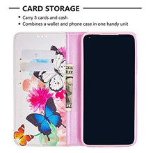 Miagon Wallet Folio Flip PU Leather Case for Samsung Galaxy A32 5G,Creative Painted Design Full-Body Protective Cover Card Holder Kickstand Magnetic,Butterfly Flower