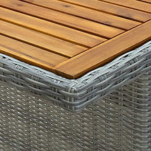 Qnotici Tavolo da Giardino con Struttura in Acciaio, Tavolo da Giardino in Legno massello di Acacia da Esterno Pratico Tavolo da Giardino 200 x 100 x 74 cm-Grigio Chiaro e Marrone