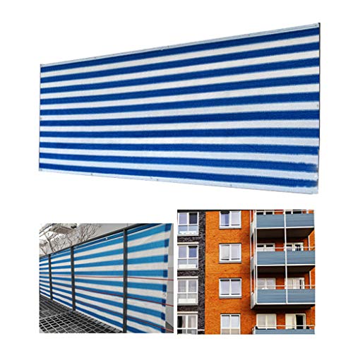 Summer supplies Paravento per Balcone,Protezione per la Privacy,in HDPE Senza Viti, Copertura permeabile per balconi,Corda da 4 * 1,5 m,Strisce Bianche e Blu