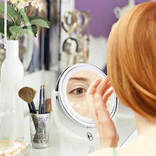 Broadcare specchio da trucco, illuminato, con ingrandimento 1x/5x, doppio, ricaricabile con USB, portatile, specchio con luci a LED per viaggi, bagno