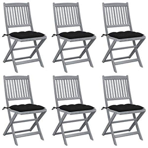 vidaXL Sedie da Giardino Pieghevoli 6pz con Cuscini in Massello Acacia