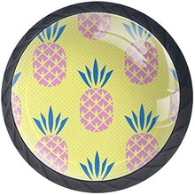 Motivo Ananas Rosa Giallo Pomelli per Porta Set di 4 Pomelli per Mobili Manopole per Cassetti Cucina Armadio Vetro