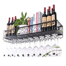 PZW Semplice e Creativo Portabottiglie da Parete in Metallo Arte Del Ferro Scaffale da Parete Scaffale per Vino Retrò Calici Portabicchieri Scaffale Decorativo da Parete120 × 25 × 17 centimetri