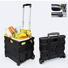 LIUJIE Carrello Utility con Carrello Pieghevole a Due Ruote con Scatola di immagazzinaggio del Tronco del Carrello Auto Leggero e Portatile, con Sedile, Peso Leggero, Nero,Nero