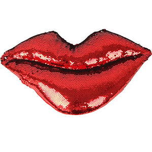 YAKEF Mermaid Cuscini a Forma di Labbra Reversibile a Due Colori Paillettes Mermaid Copertura del Cuscino a Forma di Cuore con Inserto 45,7 cm × 22,9 cm (Rosso/Argento)
