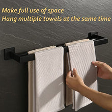 SAYAYO Portasciugamani Bagno Autoadesivo, 60 CM Doppio Porta Salviette, Porta Asciugamano per Cucina Bagno, Acciaio Inossidabile SUS304 Nero Opaco, EGA7202B