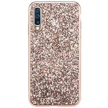 Saceebe Compatibile con Galaxy A50 Custodia Silicone TPU Paillettes Glitter Strass Silicone TPU Case PC Coperture [placcatura bordo] Bumper Case Ultra Sottile Antigraffio,oro rosa&