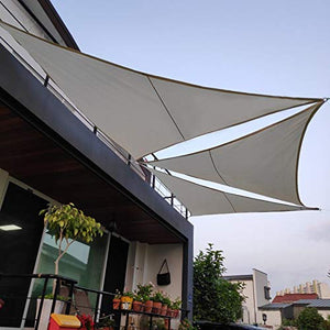 Tenda A Vela Triangolare 4.5x4.5x4.5m , Tenda da Giardino per Terrazza Giardino, Tenda da Sole per Esterni Impermeabile, con Corda，Color Crema