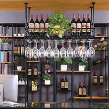 ZRCWW Bar unità scaffali Galleggiante a Parete scaffali Vino, Wine Bottle Holder soffitto Hanging Metallo Ferro Wine Glass Rack Calice Calici Rack (Color : Black, Size : 120×25cm(47×10inch))