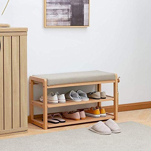 YANG di Legno Solido del Pattino tormenta Cambio di Scarpe Panca Imbottita poggiapiedi Bagagli Petto Guardaroba Dressing Table Sgabello ottomano Carico Massimo 250kg, 80 × 33 × 46 Centimetri