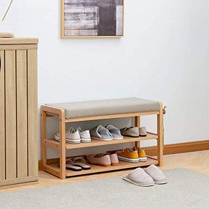 YANG di Legno Solido del Pattino tormenta Cambio di Scarpe Panca Imbottita poggiapiedi Bagagli Petto Guardaroba Dressing Table Sgabello ottomano Carico Massimo 250kg, 80 × 33 × 46 Centimetri