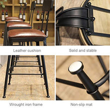 YS Sedia Sgabello da Bar Sedile Bar, Schienale in Legno Alto in Ferro Art Pu Sala da Pranzo Creativo per Pub Cucina per il Tempo Libero Nordic Semplice Moderno,75 cm,75 cm