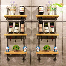 YIONGA CAIJINJIN Wine Rack Cremagliera del Vino, Ferro Legno Vino della Parete Appeso battuto Industriale a Rack invertito appesa Stand di Esposizione del Vino Conservazione