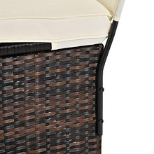 Outsunny Sdraio da Giardino Doppia con Tettuccio e Schienale 5 Reclinazioni, Lettino Prendisole in Rattan PE 196x137x36.5cm Bianco Crema