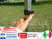 Gazebo Rosso 4,5x3 Pieghevole Alluminio a Forbice Ombrello Professionale tendone PVC a Fisarmonica piantone Esagonale