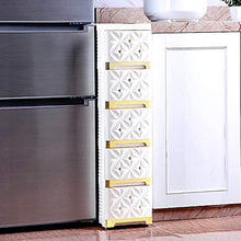 Mobile Bagno Sottile Legno Risparmio di Spazio Stretta Fessura del Cassetto Governo di Immagazzinaggio di Plastica Snack Comodino Gabinetto Bagno Mensola (Color : Gold, Size : 20x40x84cm)