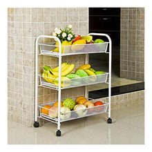 LYM &ripiano di stoccaggio Mensole da Cucina, mensole Multifunzione Rimovibili da Terra con Ripiani for Uso Domestico su Ruote -3 Strati Scaffale di Finitura