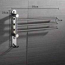 ETiME Porta Asciugamani Bagno da Parete Portasciugamani da Muro Girevole 180°Porta Salviette Bagno in Acciaio Inox a 3 Bracci