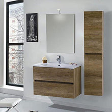 mazzoni Mobile da Bagno Sospeso 70cm Colonna P32cm Maiorca Light Noce Chiaro Frassinato