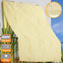 BAKAJI Tenda da Sole Telo Parasole in HDPE Resistente Protezione UV 90% per Balcone e Veranda con Anelli di Aggancio Beige (280 x 295 cm)