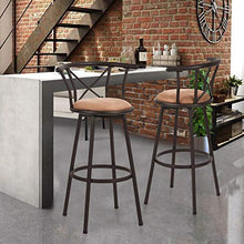 MEUBLE COSY Set di 2 sgabelli da bar, altezza della seduta 77 cm, stile industriale girevole con poggiapiedi imbottito con schienale e cuscino