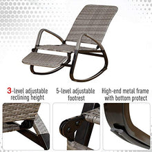 giordano shop Sedia a Dondolo Pieghevole con Braccioli 90x64x108 cm in Metallo e Rattan Grigia