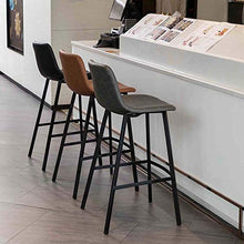Sedie Da Bar Colazione Sala Da Pranzo Sgabelli Da Bar Cucina Isola Sgabelli Da Bar Con Poggiapiedi Moda Nordica Sedia Da Pranzo Per La Casa Decorazione Della Casa In Pelle-Nero_65 Cm