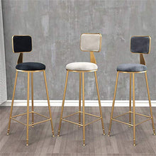 YS Sedia Sgabello da Bar Sedile Bar, Semplice Schienale Alto Floccato da Pub Dorato Home Dining Struttura in Metallo con Poggiapiedi Bancone Ristorante,Bianca,75 cm