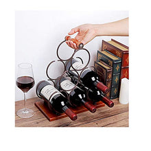 AniU Portabottiglie di vino autoportante con 6 ripiani per bottiglie di vino, con manico in legno, per cucina, cantina, bar, tavolo (stile A)