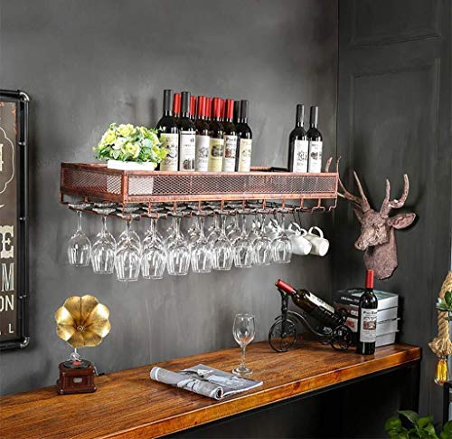 DJSMjbj - Portabicchieri da Parete in Stile Europeo, Supporto per Bottiglie di Vino Vintage, Ottone, 80 x 35 cm