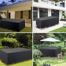 Reujkk - Copertura impermeabile per mobili da giardino, copertura impermeabile per mobili da esterni, anti-UV, copertura per tavolo da giardino, resistente 420D, Oxford nero e PU argento