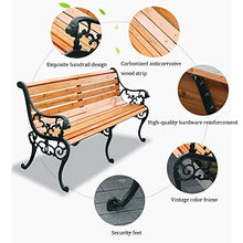 Household Products Panca in Legno massello da Parco, Seduta in Metallo per Esterni, Panca da Balcone con bracciolo Schienale, Panca da Cortile con Struttura in ghisa, per Giardino/Veranda/Balcone