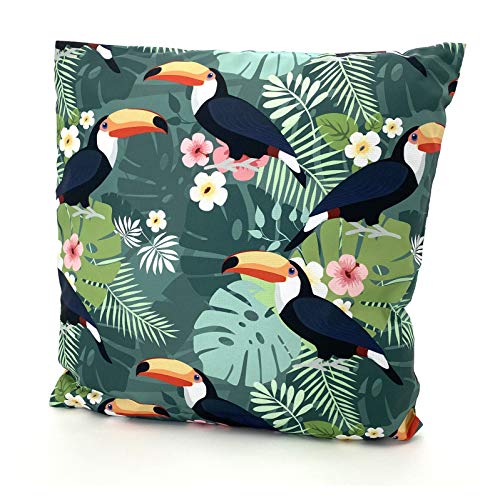 heimtexland® - Cuscino decorativo per esterni tropicale, effetto loto, resistente allo sporco e all'acqua, da giardino, 45 x 45 cm, tipo 688 (melicana)
