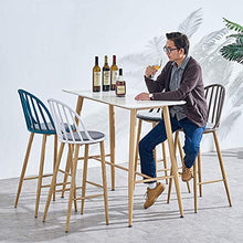 HXCD Sedie da banco da Cucina per Colazione, Sgabello Alto con Schienale, Sgabello da Bar Blu Grigio con poggiapiedi, Struttura in Metallo, Cuscino in Tessuto, Altezza Seduta: 67 cm / 79 cm
