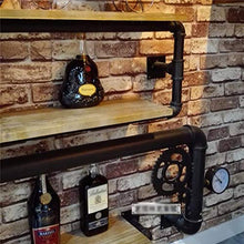 LHQ-HQ Cremagliera del Vino, Tubo di Ferro battuto Loft Parete in Legno massello Vino Rack Vino Appeso Bar Rack, Stand di Esposizione