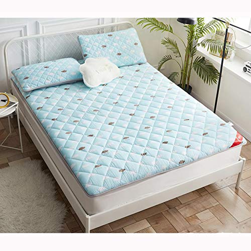 Coperchio Trapuntato Mattress Topper con Cinghie,Addensare Materasso Futon Trapuntato Traspirabilità Stuoia di Sonno di Tatami Pieghevole Roll Up Materasso-e Pieno