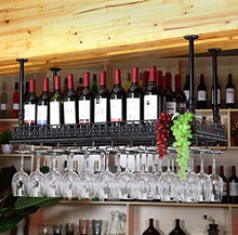 Alqn Retro soffitto in metallo Portabottiglie Portaoggetti Calice da vino Calici Portabottiglie Appeso Bicchiere da vino Bar Decorazione Espositore (Nero) Bar Sala da pranzo Mobili,120 × 35 centimetr