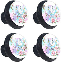 Teste rosse dell'acquerello Crane Japanese Cherry Blossoms Pomelli per Porta Set di 4 Pomelli per Mobili Manopole per Cassetti Cucina Armadio Vetro