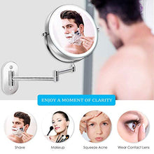 HGXC Specchio per Il Trucco a Parete con ingrandimento 5X LED Touch dimmerabile su Due Lati 360 ° Girevole Allungabile Pieghevole Alimentato