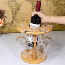 Roponan Portabicchieri da Vino per 6 Bicchieri e 1 Bottiglia, Porta Bottiglie di Vino per Gli Amanti del Vino o per Gli Ospiti di Feste o Banchetti, Bambù Naturale