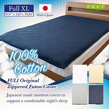 FULI Coprimaterasso Futon giapponese in 100% cotone, realizzato in Giappone (XL, bianco puro)