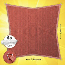 Windhager Tenda Sunsail Adria, Quadrato 3,6 x 3,6 m (equilatero), Protezione UV, Resistente alle intemperie e Traspirante, Terracotta, 10972