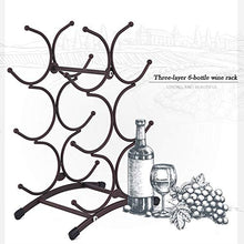 BAIYIQW Piccolo portabottiglie,Portabottiglie da Tavolo,Portabottiglie in Ferro battuto in Stile Europeo, Ornamenti Artigianali, Tavolo da Cucina con 6 Bottiglie di Vino