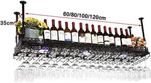Portabottiglie Retrò A Parete, Portabottiglie A Soffitto, Armadietto In Vetro Champagne, Portabottiglie, Può Essere Utilizzato In Ristoranti, Bar, Mobili Quotidiani100 * 35 Cm_Nero
