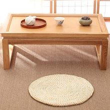 LTINN Tatami Rotondo Intrecciato a Mano, Tifa Naturale densa e rigorosa, Spessa, Traspirante, Naturale, Tappetino Yoga, Tappetino