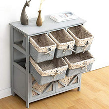 Gabinetto da cassetto, elegante grigio Paulownia cassetto da pranzo in legno solido mobile con cesto di vimini,Grey