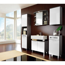 Germania 5730 – 49 – Armadietto pensile 5730 Frontale Lucido in MDF Frassino – Carbonio NB. /Bianco